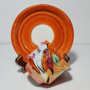 Vintage Teacup and Saucer Orange Germany Bird Vintage